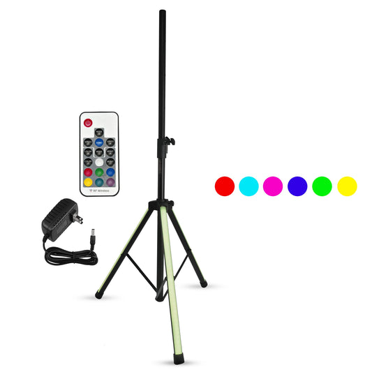 5Core Adjustable Tripod Speaker Stand with RGB Lights - 72 Inch DJ Studio Monitor Stands